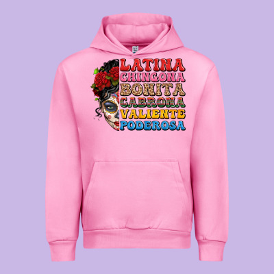 Mexican Sugar Skull Latina Chingona Bonita Urban Hoodie Designed By Lillyallendesigns