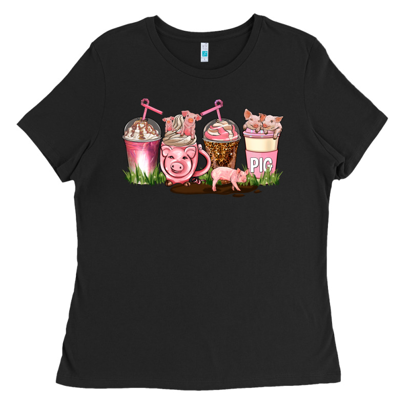 Pig Coffee Cups Ladies Tee by AdoDesignShop | Teevron