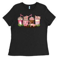 Black pig coffee cups Ladies Tee - AdoDesignShop