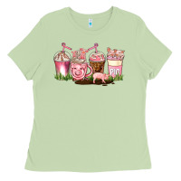 Matcha pig coffee cups Ladies Tee - AdoDesignShop