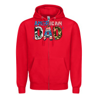 Red American dad Zipper Hoodie - AdoDesignShop