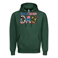Sports Green American dad Zipper Hoodie - AdoDesignShop