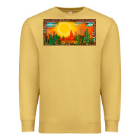 Antique Gold western  sunset cactus leopard serape   license plate template Premium Sweatshirt - BarkalooDesign