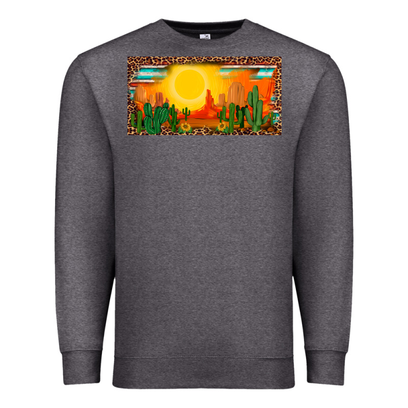 Western  Sunset Cactus Leopard Serape   License Plate Template Premium Sweatshirt by BarkalooDesign | Teevron