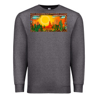 Charcoal Heather western  sunset cactus leopard serape   license plate template Premium Sweatshirt - BarkalooDesign