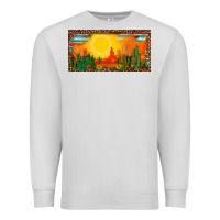 Dove Grey western  sunset cactus leopard serape   license plate template Premium Sweatshirt - BarkalooDesign