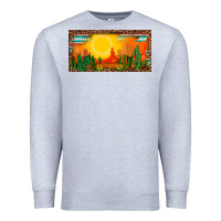 Heather Grey western  sunset cactus leopard serape   license plate template Premium Sweatshirt - BarkalooDesign