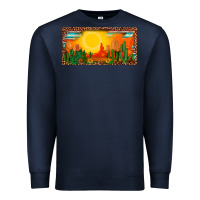 Navy western  sunset cactus leopard serape   license plate template Premium Sweatshirt - BarkalooDesign