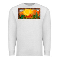 Oatmeal Heather western  sunset cactus leopard serape   license plate template Premium Sweatshirt - BarkalooDesign
