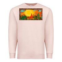 Pale Pink western  sunset cactus leopard serape   license plate template Premium Sweatshirt - BarkalooDesign