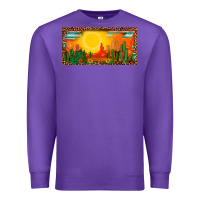 Purple western  sunset cactus leopard serape   license plate template Premium Sweatshirt - BarkalooDesign