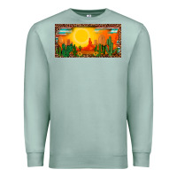 Seafoam western  sunset cactus leopard serape   license plate template Premium Sweatshirt - BarkalooDesign