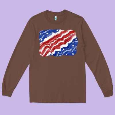 Patriotic Tie Dye Background 4th Of July Long Sleeve Tee Designed By Cowgirlartshop