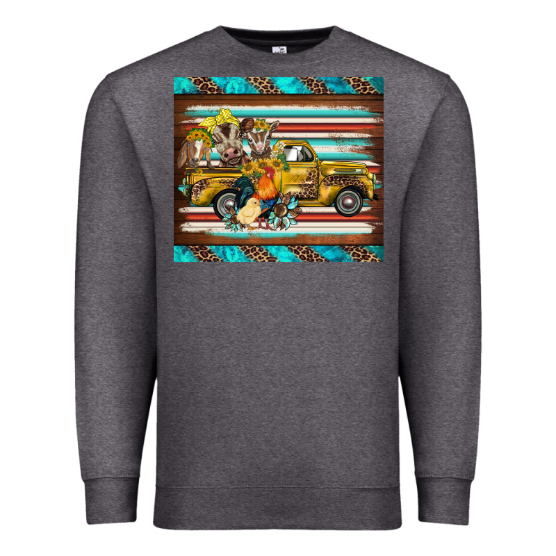 Western Truck Farm Animals Serape Leopard Turquoise's Premium Sweatshirt by BarkalooDesign | Teevron