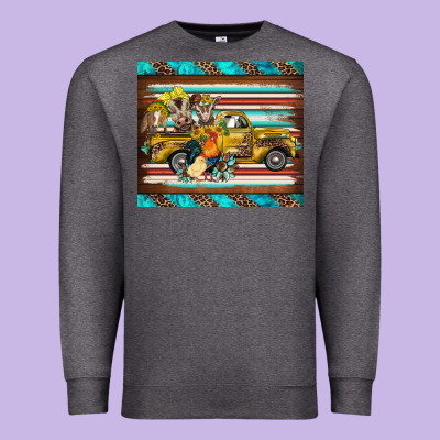 Western Truck Farm Animals Serape Leopard Turquoise's Premium Sweatshirt Designed By Barkaloodesign
