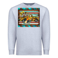 Heather Grey western truck farm animals serape leopard turquoise's Premium Sweatshirt - BarkalooDesign