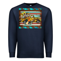 Navy western truck farm animals serape leopard turquoise's Premium Sweatshirt - BarkalooDesign