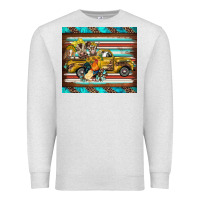 Oatmeal Heather western truck farm animals serape leopard turquoise's Premium Sweatshirt - BarkalooDesign