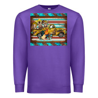Purple western truck farm animals serape leopard turquoise's Premium Sweatshirt - BarkalooDesign