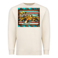 Sandshell western truck farm animals serape leopard turquoise's Premium Sweatshirt - BarkalooDesign