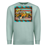 Seafoam western truck farm animals serape leopard turquoise's Premium Sweatshirt - BarkalooDesign