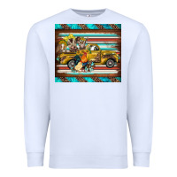 White western truck farm animals serape leopard turquoise's Premium Sweatshirt - BarkalooDesign