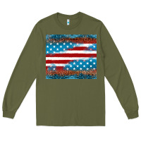 Army Green Leopard glitter American flag tumbler Long Sleeve Tee - Neo Western