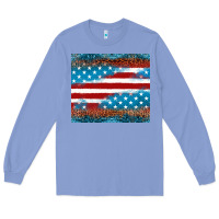 Colony Blue Leopard glitter American flag tumbler Long Sleeve Tee - Neo Western