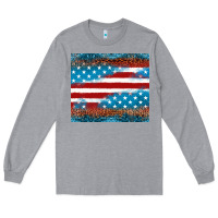 Heather Grey Leopard glitter American flag tumbler Long Sleeve Tee - Neo Western