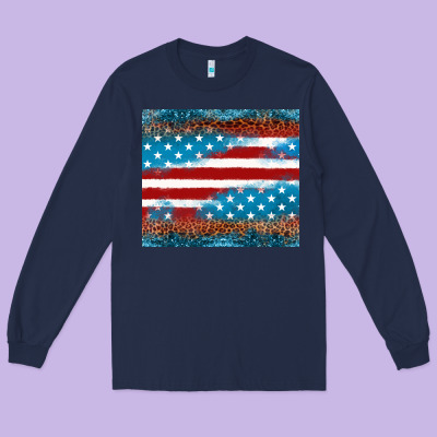 Leopard Glitter American Flag Tumbler Long Sleeve Tee Designed By Neo Western