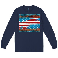 Navy Leopard glitter American flag tumbler Long Sleeve Tee - Neo Western