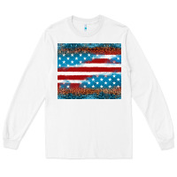 White Leopard glitter American flag tumbler Long Sleeve Tee - Neo Western