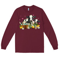 Burgundy easter cows with chicks Long Sleeve Tee - AdoDesignShop
