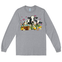 Heather Grey easter cows with chicks Long Sleeve Tee - AdoDesignShop