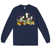 Navy easter cows with chicks Long Sleeve Tee - AdoDesignShop