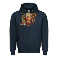 Navy cow Zipper Hoodie - JahusDesignShop