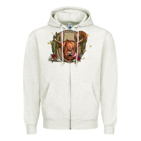 Oatmeal Heather cow Zipper Hoodie - JahusDesignShop
