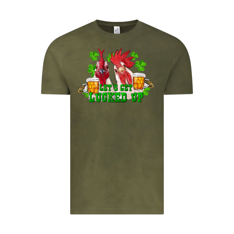 St. Patrick's Day Roosters Let's Get Lucked Up Vintage Tee by RanaPortraitStore | Teevron