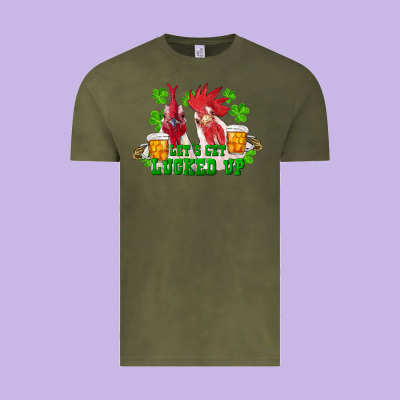 Vintage Tee st. patrick's day roosters let's get lucked up