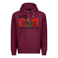 Burgundy with god all things are possible Premium Hoodie - MaliasSmallBusiness