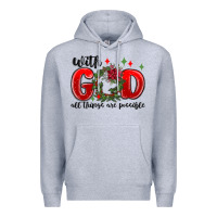 Heather Grey with god all things are possible Premium Hoodie - MaliasSmallBusiness