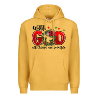 Mustard with god all things are possible Premium Hoodie - MaliasSmallBusiness