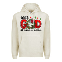 Oatmeal Heather with god all things are possible Premium Hoodie - MaliasSmallBusiness