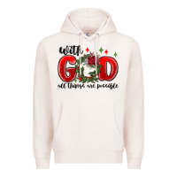 Pale Pink with god all things are possible Premium Hoodie - MaliasSmallBusiness