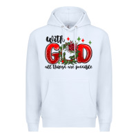 White with god all things are possible Premium Hoodie - MaliasSmallBusiness