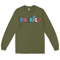 Army Green Lightning bolt with America Long Sleeve Tee - Neo Western