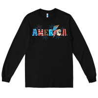 Black Lightning bolt with America Long Sleeve Tee - Neo Western