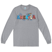 Heather Grey Lightning bolt with America Long Sleeve Tee - Neo Western