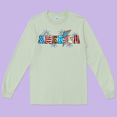 Lightning Bolt With America Long Sleeve Tee Designed By Neo Western