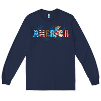 Navy Lightning bolt with America Long Sleeve Tee - Neo Western